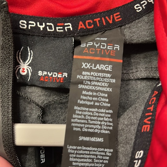 NWT SPYDER ACTIVE PULL OVER QUARTER ZIP LONG SLEEVE GRAY & RED SIZE XXL - Picture 4 of 4